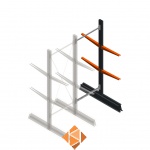 Lichte draagarmstelling dubbelzijdig 2000x750x500 2 niveaus aanbouwsectie