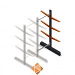 Lichte draagarmstelling dubbelzijdig 2000x750x500 3 niveaus aanbouwsectie