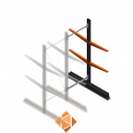 Lichte draagarmstelling dubbelzijdig 2000x750x600 2 niveaus aanbouwsectie