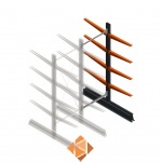 Lichte draagarmstelling dubbelzijdig 2000x750x600 4 niveaus aanbouwsectie