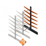 Lichte draagarmstelling dubbelzijdig 2000x750x600 5 niveaus aanbouwsectie