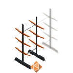 Lichte draagarmstelling dubbelzijdig 2500x1000x500 3 niveaus beginsectie