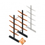 Lichte draagarmstelling dubbelzijdig 2500x1000x500 4 niveaus beginsectie