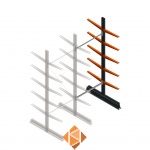 Lichte draagarmstelling dubbelzijdig 2500x1000x500 5 niveaus aanbouwsectie