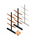 Lichte draagarmstelling dubbelzijdig 2500x1000x600 3 niveaus beginsectie