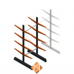 Lichte draagarmstelling dubbelzijdig 2500x1000x600 4 niveaus beginsectie