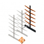 Lichte draagarmstelling dubbelzijdig 2500x1000x600 5 niveaus aanbouwsectie