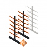 Lichte draagarmstelling dubbelzijdig 2500x1000x600 5 niveaus beginsectie