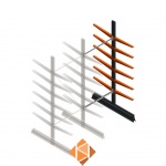 Lichte draagarmstelling dubbelzijdig 2500x1000x600 6 niveaus aanbouwsectie