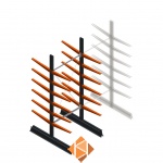 Lichte draagarmstelling dubbelzijdig 2500x1000x600 6 niveaus beginsectie