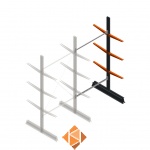 Lichte draagarmstelling dubbelzijdig 2500x1250x500 3 niveaus aanbouwsectie