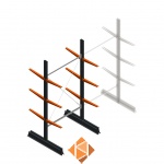 Lichte draagarmstelling dubbelzijdig 2500x1250x500 3 niveaus beginsectie