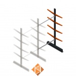 Lichte draagarmstelling dubbelzijdig 2500x1250x500 4 niveaus aanbouwsectie