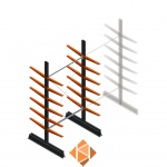 Lichte draagarmstelling dubbelzijdig 2500x1250x500 6 niveaus beginsectie