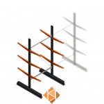 Lichte draagarmstelling dubbelzijdig 2500x1250x600 3 niveaus beginsectie