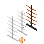 Lichte draagarmstelling dubbelzijdig 2500x1250x600 5 niveaus aanbouwsectie