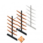 Lichte draagarmstelling dubbelzijdig 2500x1250x600 5 niveaus beginsectie