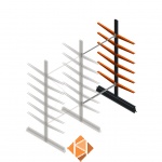 Lichte draagarmstelling dubbelzijdig 2500x1250x600 6 niveaus aanbouwsectie