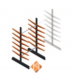 Lichte draagarmstelling dubbelzijdig 2500x1250x600 6 niveaus beginsectie