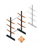 Lichte draagarmstelling dubbelzijdig 2500x1500x500 3 niveaus beginsectie