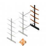 Lichte draagarmstelling dubbelzijdig 2500x1500x500 4 niveaus aanbouwsectie