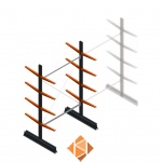 Lichte draagarmstelling dubbelzijdig 2500x1500x500 4 niveaus beginsectie