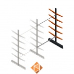 Lichte draagarmstelling dubbelzijdig 2500x1500x500 5 niveaus aanbouwsectie