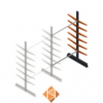 Lichte draagarmstelling dubbelzijdig 2500x1500x500 6 niveaus aanbouwsectie