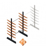 Lichte draagarmstelling dubbelzijdig 2500x1500x500 6 niveaus beginsectie