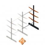 Lichte draagarmstelling dubbelzijdig 2500x1500x600 3 niveaus aanbouwsectie