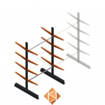 Lichte draagarmstelling dubbelzijdig 2500x1500x600 4 niveaus beginsectie