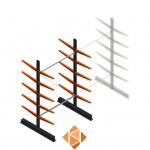 Lichte draagarmstelling dubbelzijdig 2500x1500x600 5 niveaus beginsectie Lichte draagarmstelling dubbelzijdig 2500x1500x600 5 niveaus beginsectie