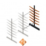 Lichte draagarmstelling dubbelzijdig 2500x1500x600 6 niveaus aanbouwsectie