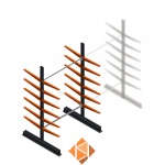 Lichte draagarmstelling dubbelzijdig 2500x1500x600 6 niveaus beginsectie