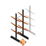 Lichte draagarmstelling dubbelzijdig 2500x750x500 3 niveaus beginsectie