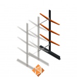 Lichte draagarmstelling dubbelzijdig 2500x750x600 3 niveaus aanbouwsectie