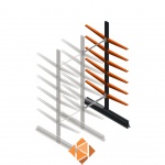 Lichte draagarmstelling dubbelzijdig 2500x750x600 6 niveaus aanbouwsectie Lichte draagarmstelling dubbelzijdig 2500x750x600 6 niveaus aanbouwsectie