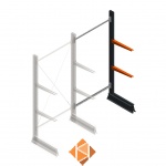 Lichte draagarmstelling enkelzijdig 2000x1000x500 2 niveaus aanbouwsectie