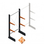 Lichte draagarmstelling enkelzijdig 2000x1000x500 2 niveaus beginsectie