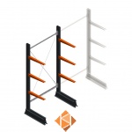 Lichte draagarmstelling enkelzijdig 2000x1000x500 3 niveaus beginsectie