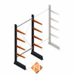 Lichte draagarmstelling enkelzijdig 2000x1000x500 4 niveaus beginsectie Lichte draagarmstelling enkelzijdig 2000x1000x500 4 niveaus beginsectie