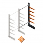 Lichte draagarmstelling enkelzijdig 2000x1000x500 5 niveaus aanbouwsectie