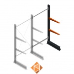 Lichte draagarmstelling enkelzijdig 2000x1000x600 2 niveaus aanbouwsectie