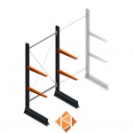 Lichte draagarmstelling enkelzijdig 2000x1000x600 2 niveaus beginsectie