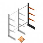 Lichte draagarmstelling enkelzijdig 2000x1000x600 3 niveaus aanbouwsectie