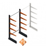 Lichte draagarmstelling enkelzijdig 2000x1000x600 4 niveaus beginsectie