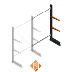 Lichte draagarmstelling enkelzijdig 2000x1250x500 2 niveaus aanbouwsectie