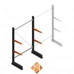 Lichte draagarmstelling enkelzijdig 2000x1250x500 2 niveaus beginsectie