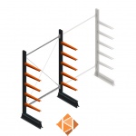 Lichte draagarmstelling enkelzijdig 2000x1250x500 5 niveaus beginsectie