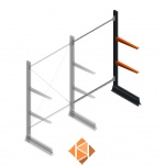 Lichte draagarmstelling enkelzijdig 2000x1250x600 2 niveaus aanbouwsectie